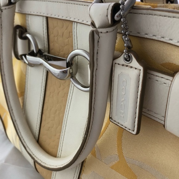 Coach Signature Stripe Satchel Handbag - Picture 2 of 8